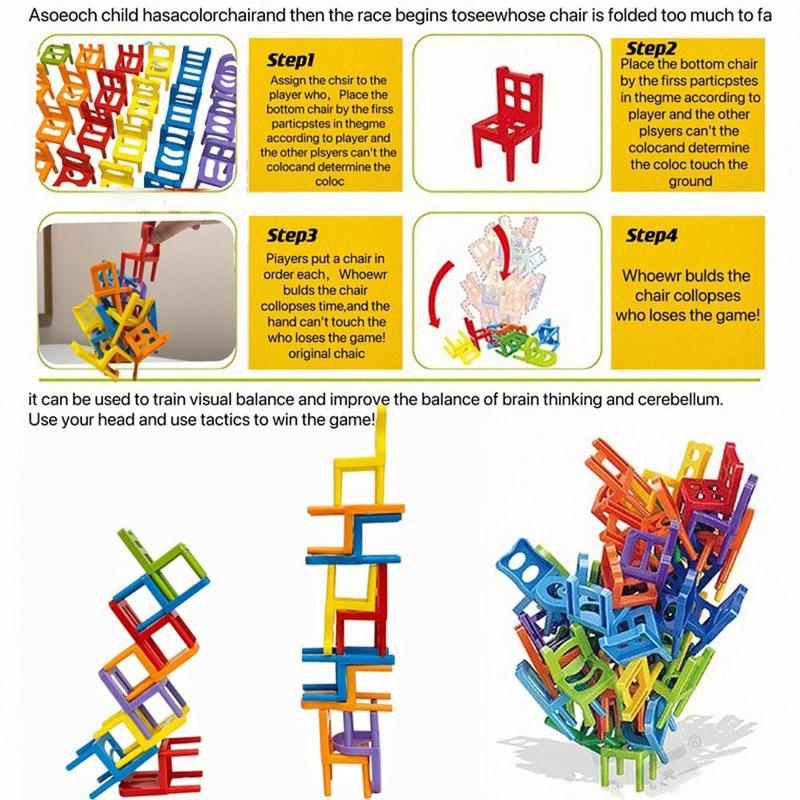 Product Introduction of Colorful Family Board Game A Strategic Educational Toy for Kids Balance Chairs on a Desk to Win N6H3 25