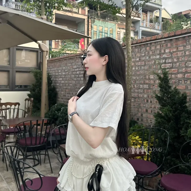 Váy cộc tay phối ren và dây ngọc phía dưới V88 - Thời trang nữ quyến rũ - Women 1