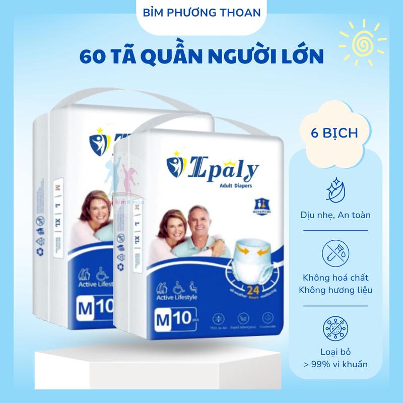 COMBO 60 miếng bỉm quần Epoly/Ipaly cho người lớn/già chất lượng. Size M - L - XL. Mỗi bịch 10 miếng Women