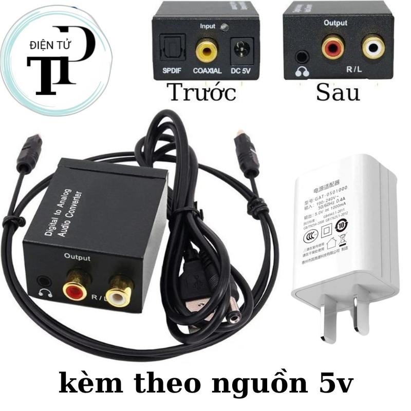 Bộ hộp chuyển đổi âm thanh tivi 4k Optical sang jack 3.5 và audio R L loa amply