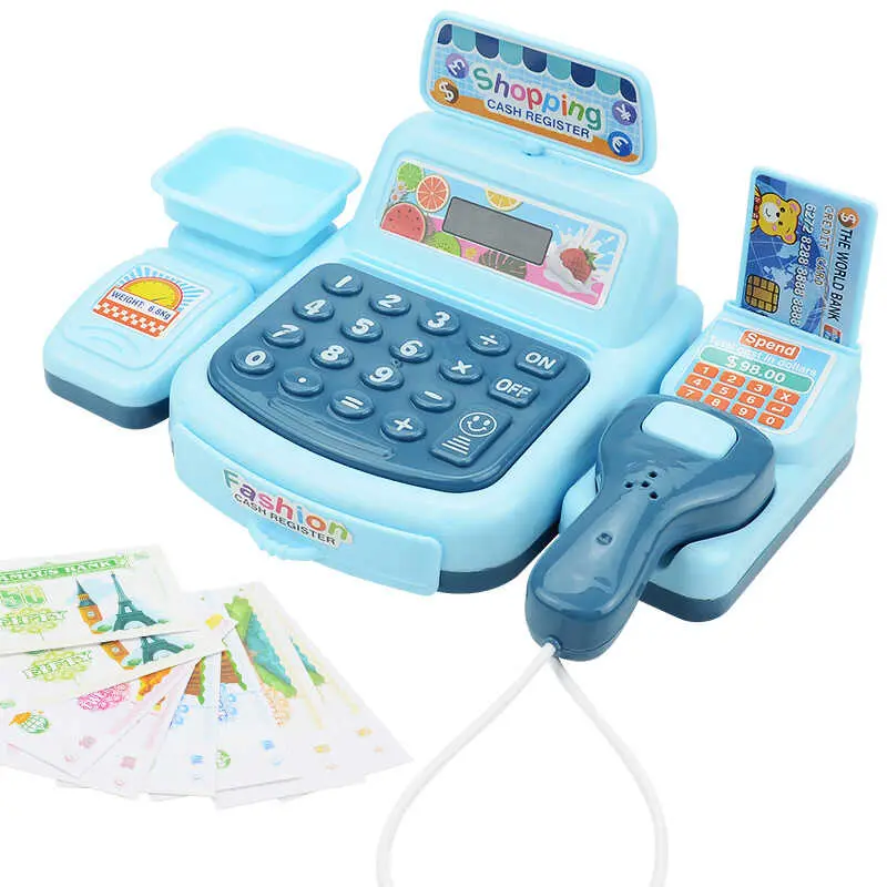 Cash Register Playset Supermarket Checkout Toy With Sound And Light Shopping Cashier Role Play Game Set For Kids