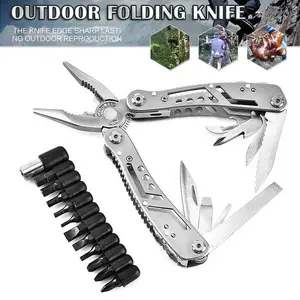 Multifunctional EDC Plier Survival Tool Stainless Steel - MPA22S - Silver