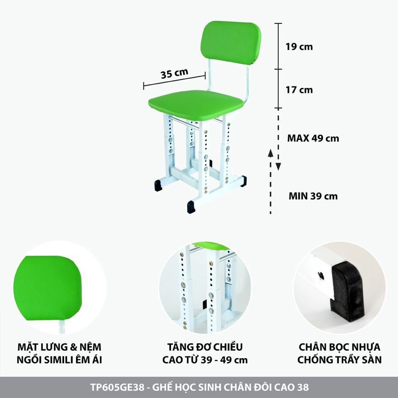 Ghế chống gù tăng chỉnh chiều cao cho học sinh chịu lực 120kg, 3 màu hồng, biển, lá chọn màu ghi chú vào đơn hàng 9