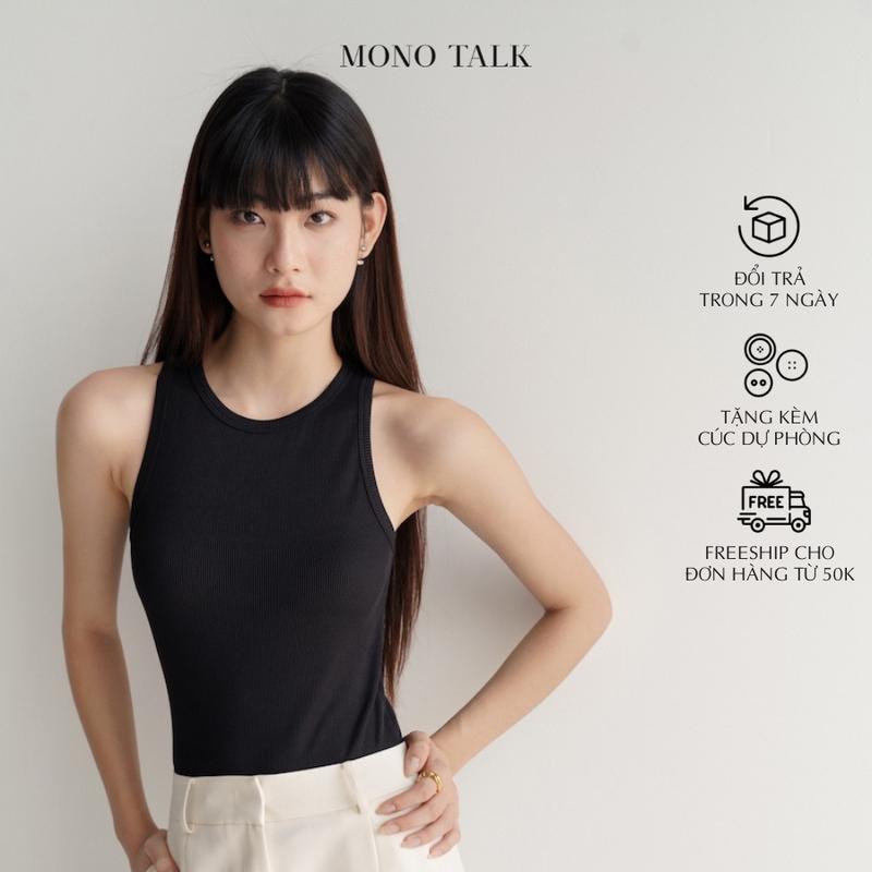 Áo Tank Top MONO TALK cotton dáng ôm cổ dạng yếm_MFOT23W-T20001FT