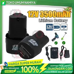 Baterai 12v Cordless Battery Batre Untuk Bor 12v Paket 1pcs Baterai 12v + charger Batrai Bor Cordless Yukido Termurah bisa juga untuk batrai Jet cleaner 12v Potong Rumput DLL