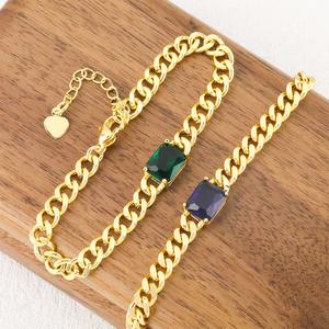 Gelang Tangan Personaliti, Gaya Retro British, Reka Bentuk Niche, Mudah, Bertatah Zirkon Geometrik, Bersalut Tembaga dengan Emas 18k, Barang Kemas