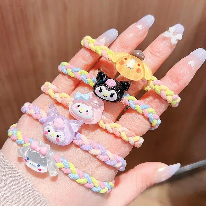 Product Introduction of New Cute Sanrio Hair Tie Elastic Band Ins Style Braided High Elasticity Hair Ring Hair Rope Mori Style New Ponytail Holder 0