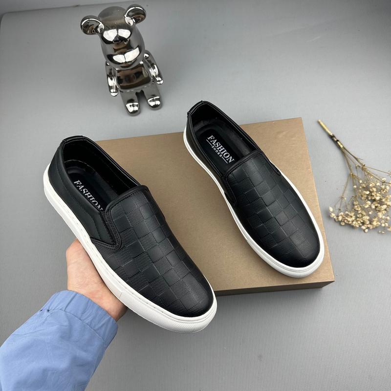 Giày lười SlipOn nam da xít nhám in vân 3D kẻ ô - đế cao su tăng chiều cao 3cm, có khâu đế sẵn 0