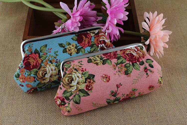 Product Introduction of Fabric Women's Wallet Long Rose Canvas Coin Purse Printed Clutch Student Pencil Case 8