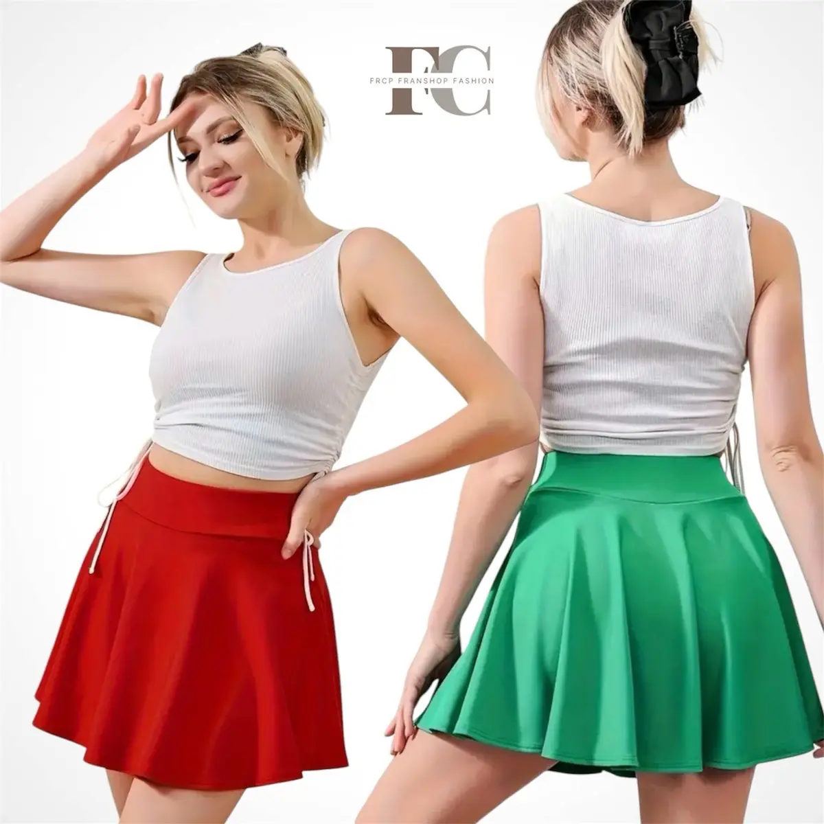 Women's Summer High-Waist Casual Mini Skater Balloon Skirt - Lightweight Crepe Fabric - Fit, Comfortable Womenswear Lady Minimalist for mid waist plain sweet