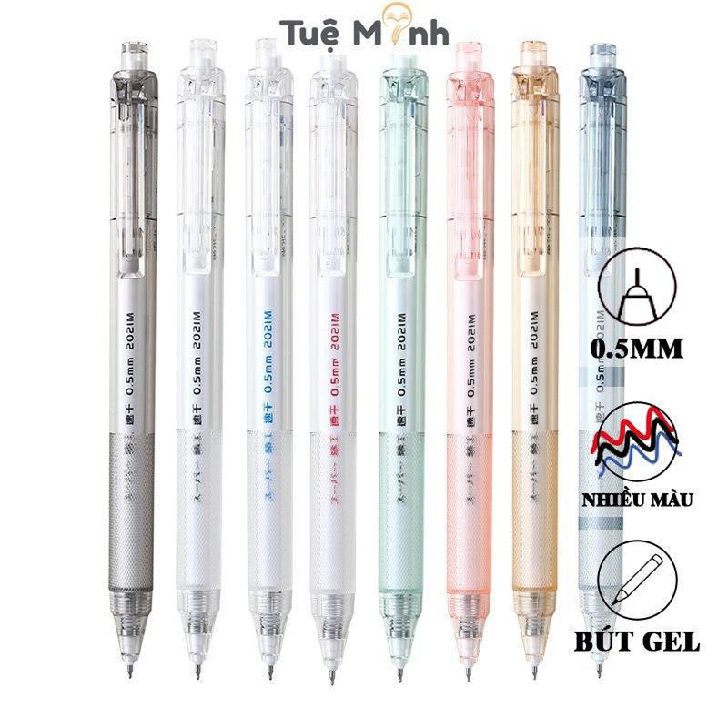 Bút bi bấm thân trong màu morandi B61 Bút mực gel nhanh khô, vỏ màu trong suốt xinh xắn