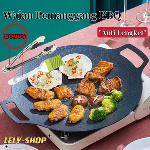 Wajan Konduksi Panggangang Grill Pan Korea Datar Anti Lengket/Alat pemanggang / Tempat pemanggang bulat BBQ Piring pemanggang Alat Baja Kitchenware Teflon