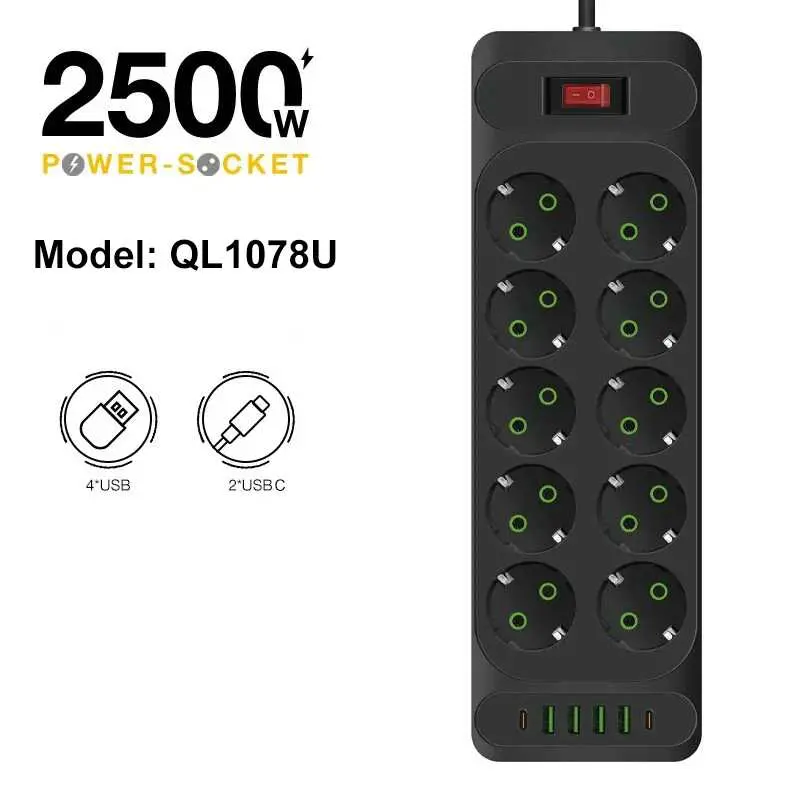 QIAOLIAN Stop Kontak USB Type C EU Plug 10A 110-250V 2500W - QL-1077U / QL-1078U Peralatan Saklar 0