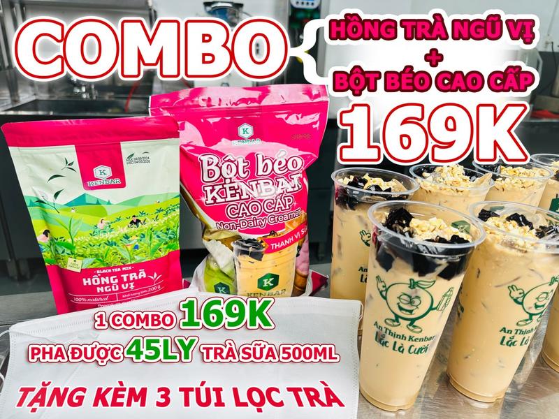 Combo Hồng Trà Ngũ Vị + Bột Béo Cao Cấp KENBAR (Tặng 3 Túi Lọc Trà)
