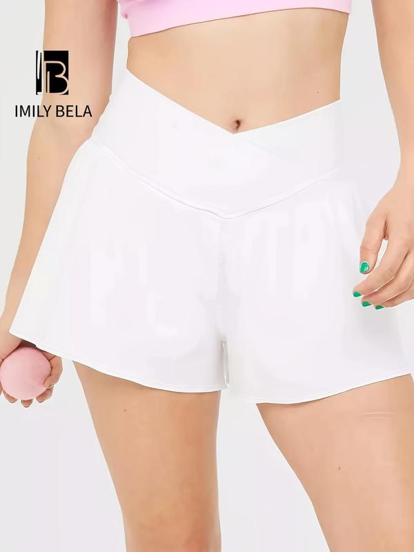 Women's Summer Plain High Waist Sports Gym Shorts, Solid Clothes Women, Casual Sporty Shorts for Tennis Running Gym Workout, Ladies Sportswear Bottoms for Summer 1