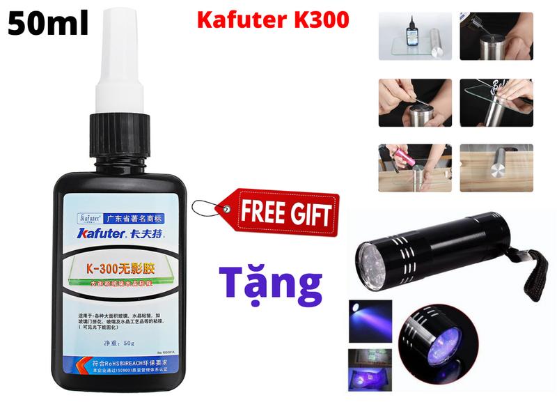 Keo Uv Dán Kính Kafuter K300 Trong Suốt Dán Mica ,Dán Kính Với Inox 50ml Tặng Kèm Đèn UV