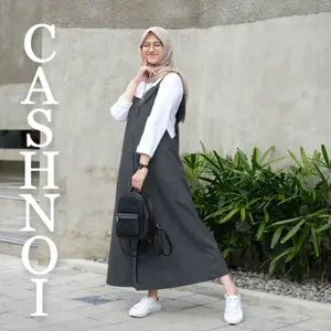 MAGGIE OVERALL VIRAL PREMIUM Dengan Bahan katun Twill Great A+ [Bumil Friendly] kancing  muslim  wanita  basic  panjang  tebal