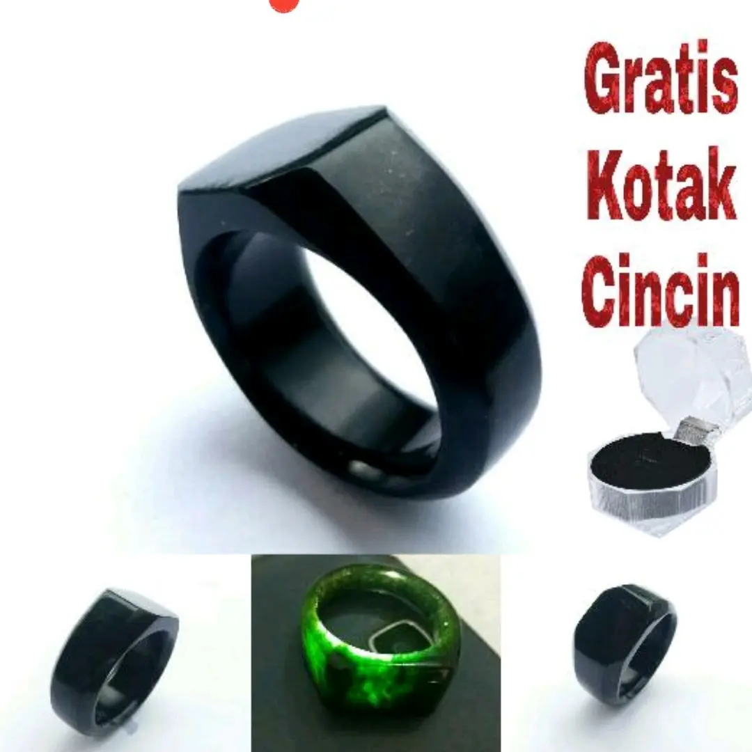 Rings Giok Black Jade Aceh Model Segi