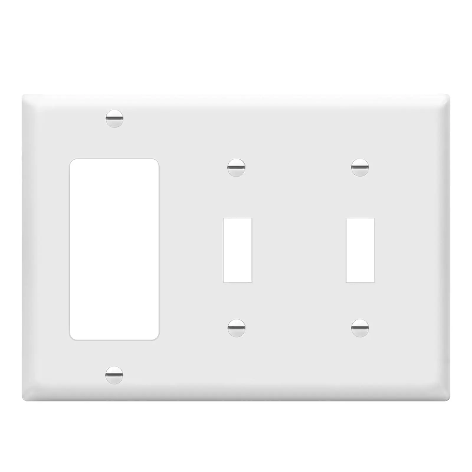 Combination Double Toggle/Single Decorator Rocker Outlet Wall Plate, 3-Gang Light Switch Cover, Polycarbonate Thermoplastic Wall Plate, Home Improvement Supplies