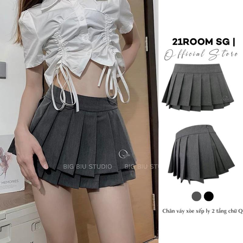 V14 Loại 1 Chân Váy Tennis Xếp Ly 2 Tầng Chữ Q Chân Váy Xòe Hotgirl Thời Trang Nữ 21ROOM