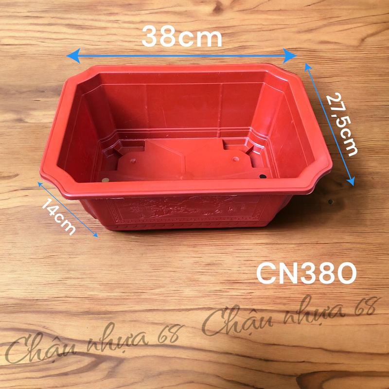 (5 Cái) Chậu Nhựa Trồng Cây Chữ Nhật Bonsai 380 Màu Đỏ Dày Dặn