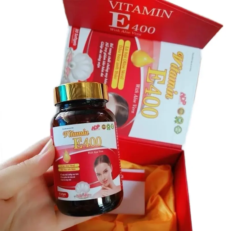 Viên uống Vitamin E đỏ 400mg, cân bằng nội tiết tố, giảm nám mụn tàng nhang - Lọ 30 viên 0