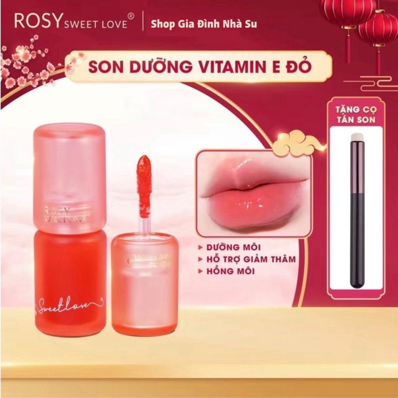 [TẶNG CỌ TÁN SON] Son Dưỡng Môi Vitamin E Đỏ Rosy làm mềm môi có màu hồng bóng nhẹ chuyên dành cho môi khô , môi thâm đặc biệt môi phun xâm
