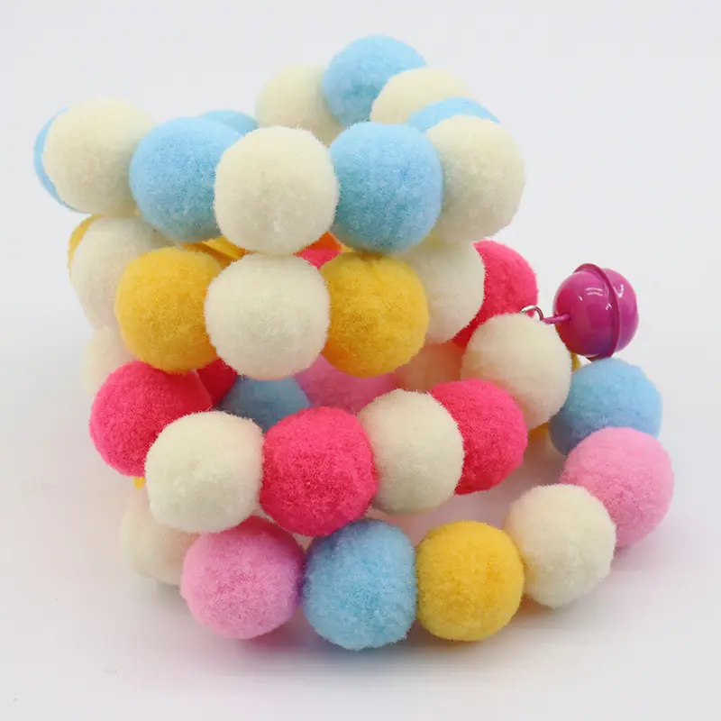 Pet Bell Kitty dog pompon collar elastic adjustable cute pet scarf collar accessories