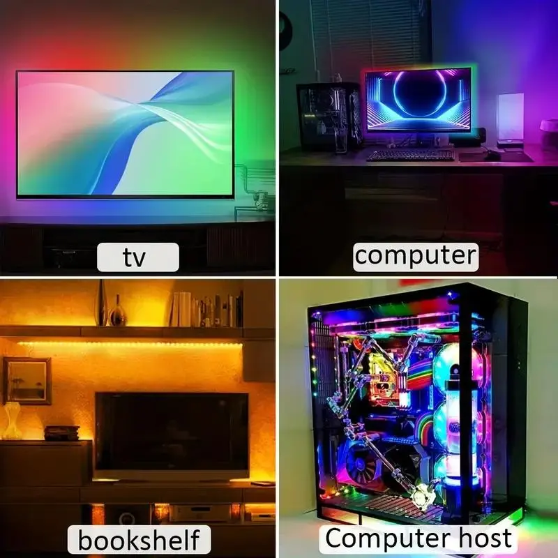 USB Powered LED Strip Light, RGB Color Changing LED Light with APP & Remote Control, Smart LED Lights for Bedroom, Home, Living Room, Decorative Light for Party, Festival 8