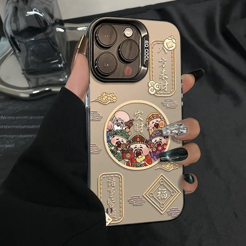 เคสโทรศัพท์ ดีไซน์เรียบง่าย เหมาะสำหรับ Apple 16 Pro, iPhone 15 Pro Max, และ 14P/8, Bafanglaicai, สีเงิน, กันกระแทก