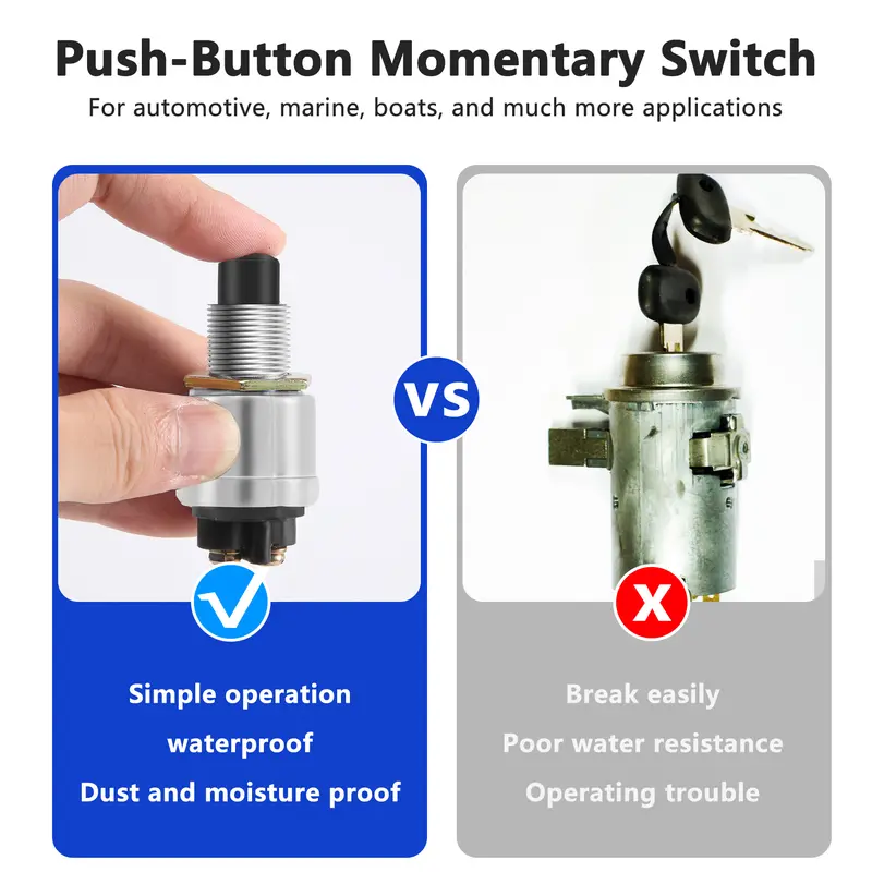 12V 50A Waterproof Switch Push Button Cars Boat Track Horn Engine Start 6