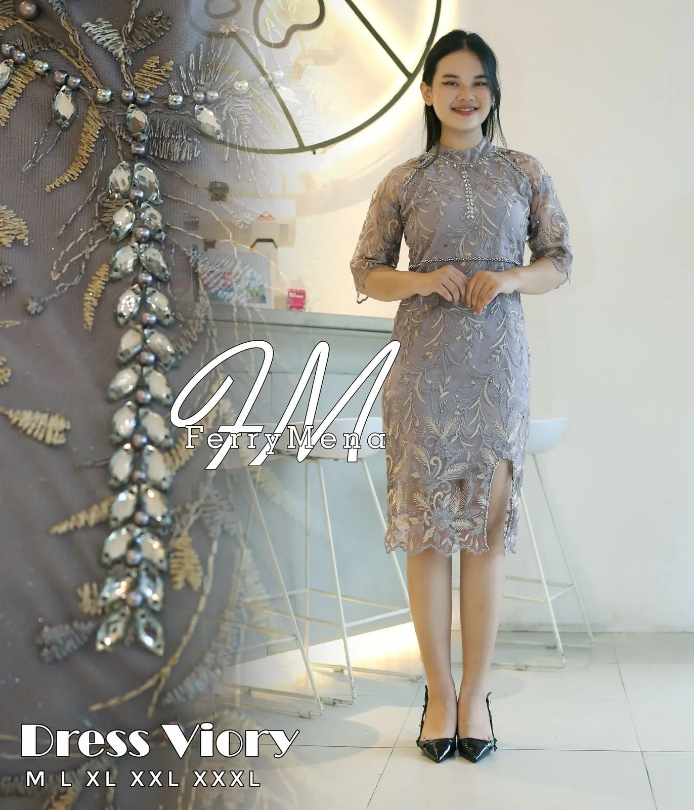 NEW PRODUK DRESS WANITA KEKINIAN RESLETING BELAKANG COCOK UNTUK KONDANGAN BY PONDOK KEBAYA Formal Natal Pesta Mewah Cantik Wisuda Brokat Gaun