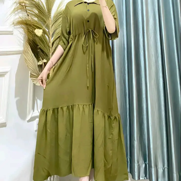 dres wanita amora serut jumbo terbaru bahan cringkel airflow Crinkle 0