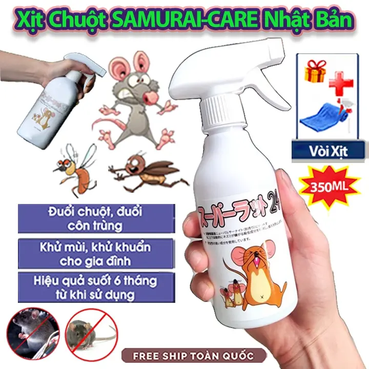 Chai Xịt Đuổi Chuột NHẬT BẢN SAMURAI CARE 350ml - Dùng Xe Ôtô, Trong Nhà - Chiết Xuất Tự Nhiên An Toàn Cho Người Dùng