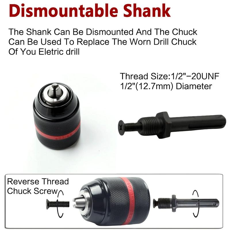 1/2-20UNF Keyless Drill Chuck & Accessories, Drill Chuck & Accessories, Professional Power Tool Accessories for Drill 3
