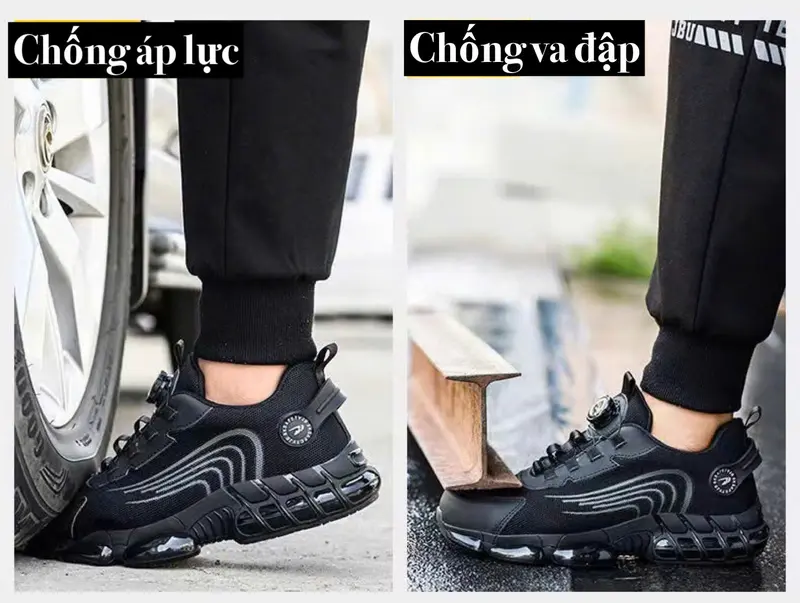 Giày Bảo Hộ Lao Động Mũi Thép Đế Kevlar Chống Đinh Chống Va Đập Chống Trơn Có Nút Vặn Điều Chỉnh Dây Thông Minh Siêu Nhẹ giay bao 5
