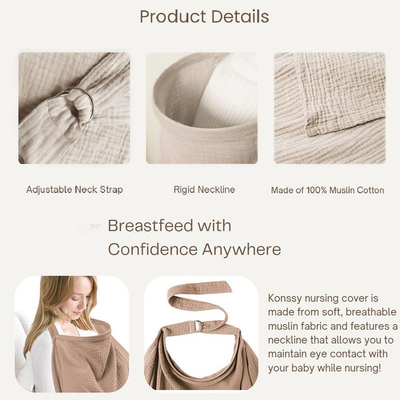 Product Introduction of Portable Gauze Mother Outing Breastfeeding Cover Adjustable Breathable Outdoor Privacy Cover Halter Neck Arch Neckline Baby Feeding Nursing Covers Mom 22