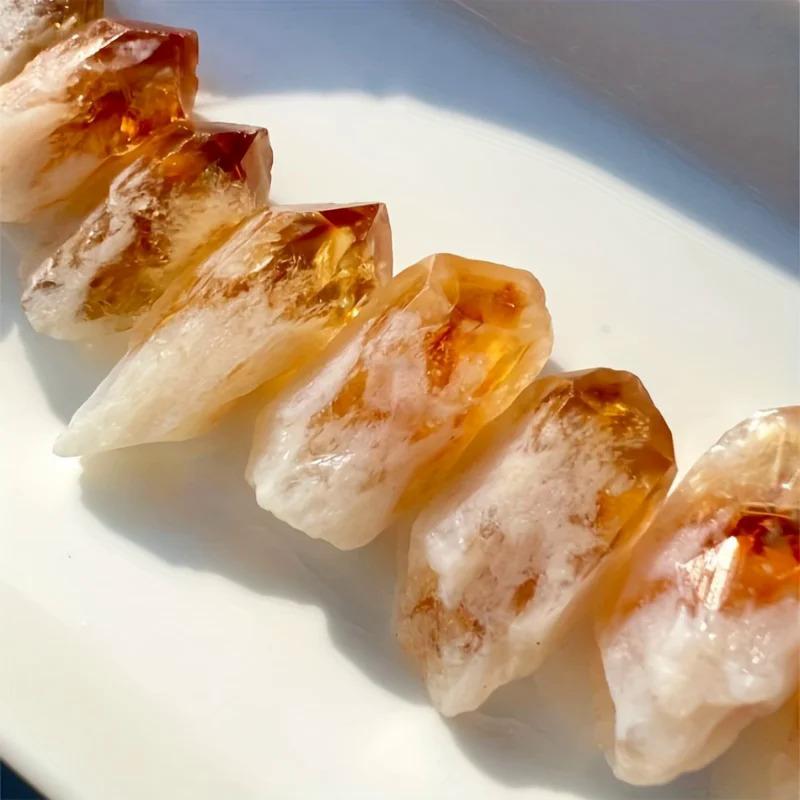 Product Introduction of 5pcs Natural Healing Crystal Brazilian topaz teeth Raw Stone Ore Specimen for Room decoration Desktop decoration，CitrineFashion Jewelry Accessories 16
