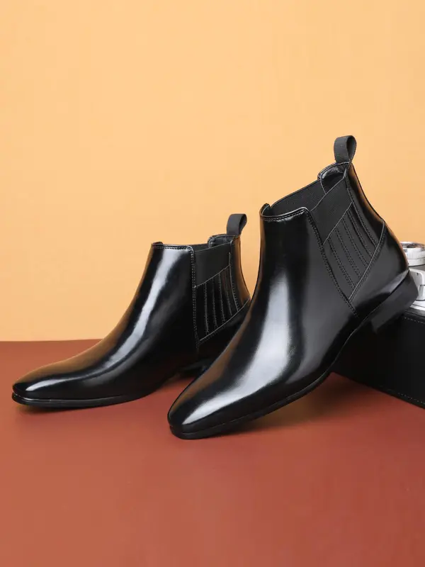 Men's Business Style Solid Color Chelsea Boots, Fashionable PU Leather Ankle Boots for Daily Wear, Casual Trendy Shoes for Party, Daily Clothing Decor 7