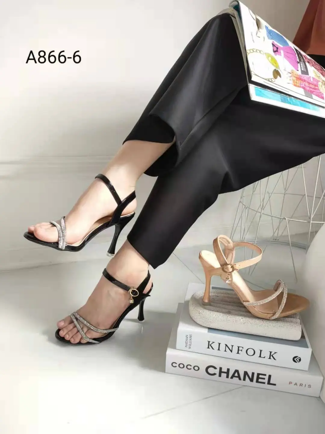 Simoncelli Sepatu Wanita Heels Tali Belakang 9 Cm Heels Kerja Pesta Kuliah Hitam Khaki Pink Sepatu Kerja Hitam Black Elegant Import A866-6 Shoes