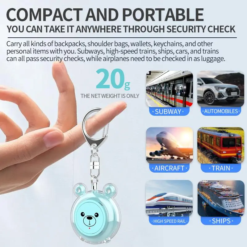 Cartoon Bear Design BT Security Alarm, Type-C Rechargeable Portable Security Alarm, Personal Security Alarm for The Elderly Women Safe 7
