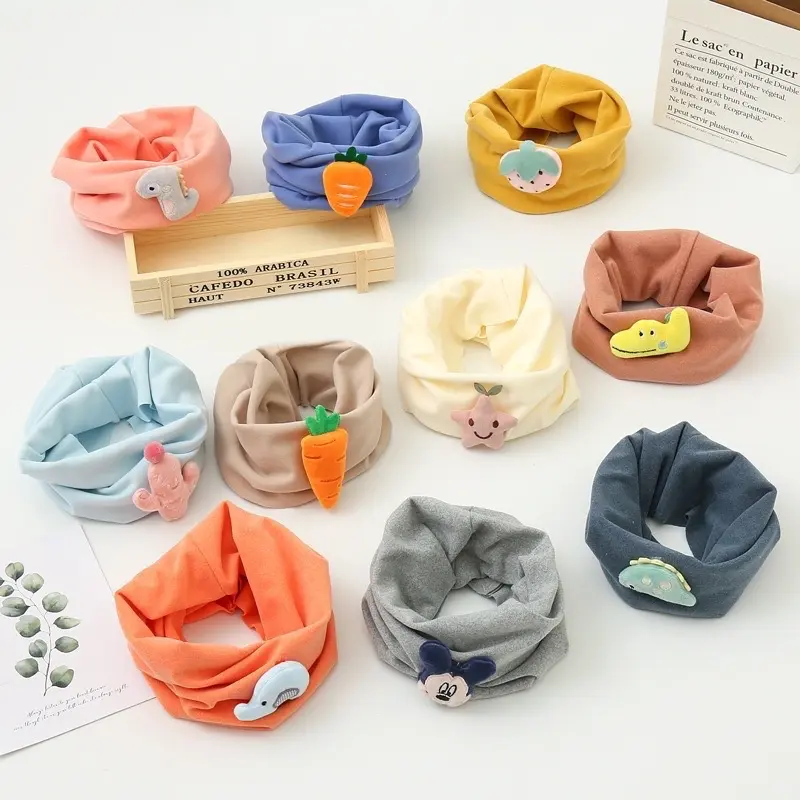 Khăn ống cotton đính gấu siêu mềm giữ ấm cho bé