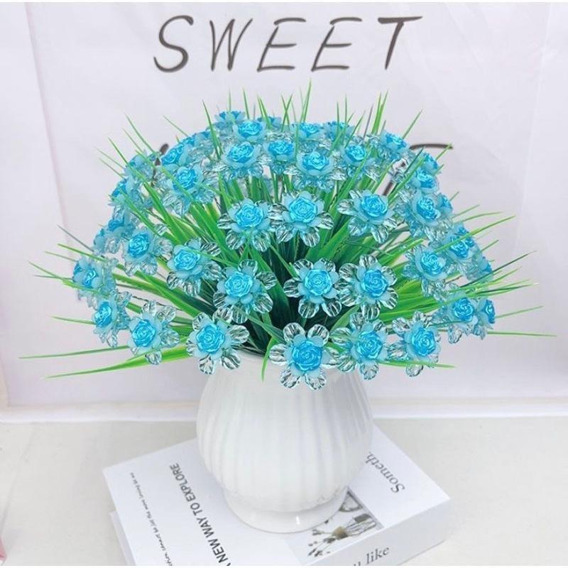 Combo đầy đủ vật liệu tự làm bình hoa nhựa 66 cành hoa Handmade trang trí nhà cửa S0292