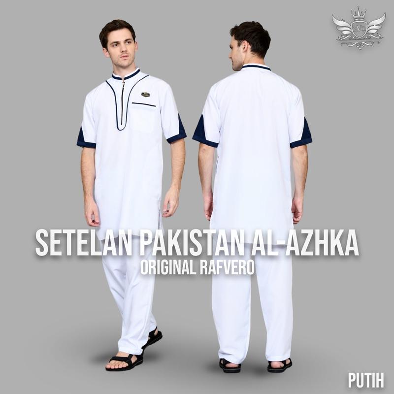 BAJU KOKO KURTA PAKISTAN BAHAN KATUN List Polka Dot Muslim  Pendek Pria Setelan Dewasa Navy baju koko pria Toyobo 1