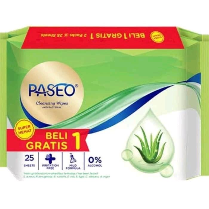 (4 Bundle isi 8 Pcs) Tissue Basah PASEO Anti Bacterial Wipes 25 Sheets 4 Bundle Tisu Basah Bayi Aroma Aloe Vera 6