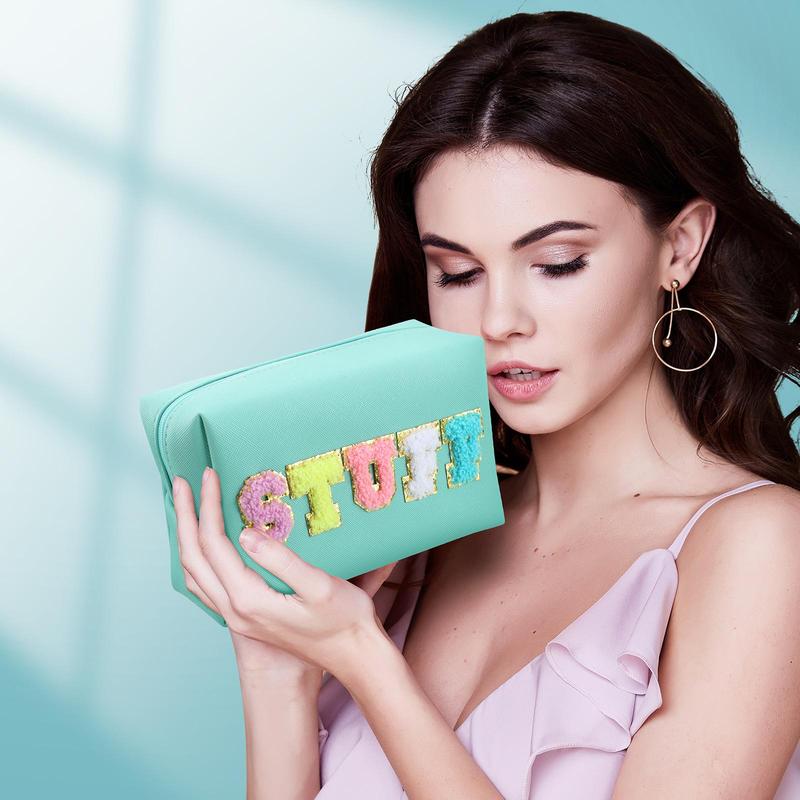 Letter Pattern Makeup Bag, 3 Counts Portable Multifunctional Zipper Makeup Organizer Pouch, Storage Bag for Skincare, Lotion, Snacks 5