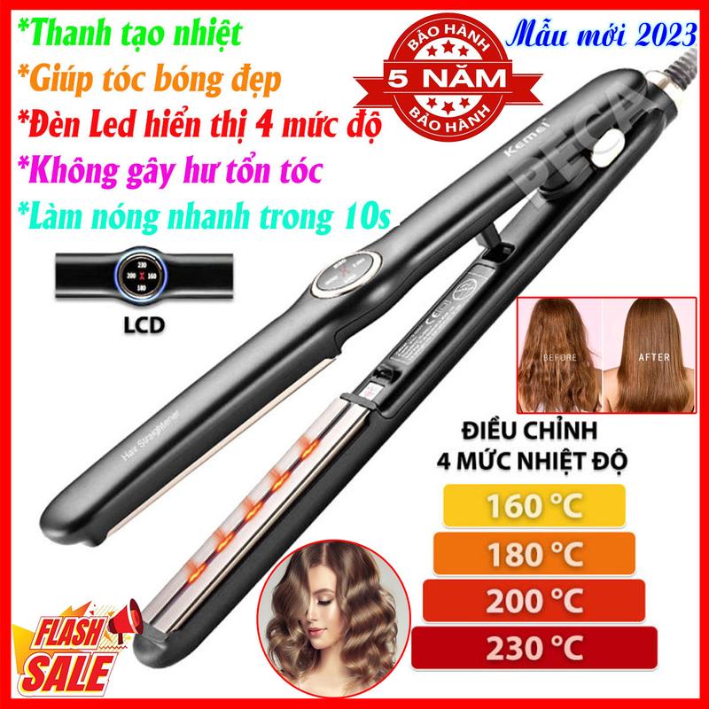 Máy Kẹp Duỗi Ép Tóc Uốn Cúp Xoăn Lọn Đa Năng Có Nút Điều Chỉnh Nhiệt Độ