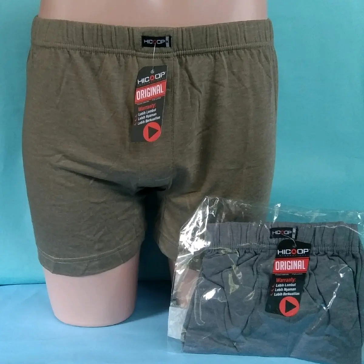 Boxer pria hicoop isi 1pcs dalam kemasan warna campur size M L XL pos