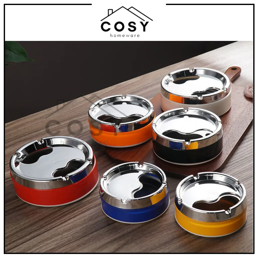 COSY Asbak Putar Tutup / Asbak  Portable Rotation Enclosed / Asbak Stainless Steel Tebal