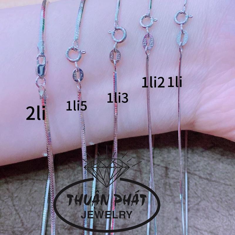 Phụ Kiện Dây Chuyền Mì Trơn Đủ Size Unisex Đeo cổ Sang Trọng Trang Sức Bạc Ý Xi Kim -Bạc Thuận Phát